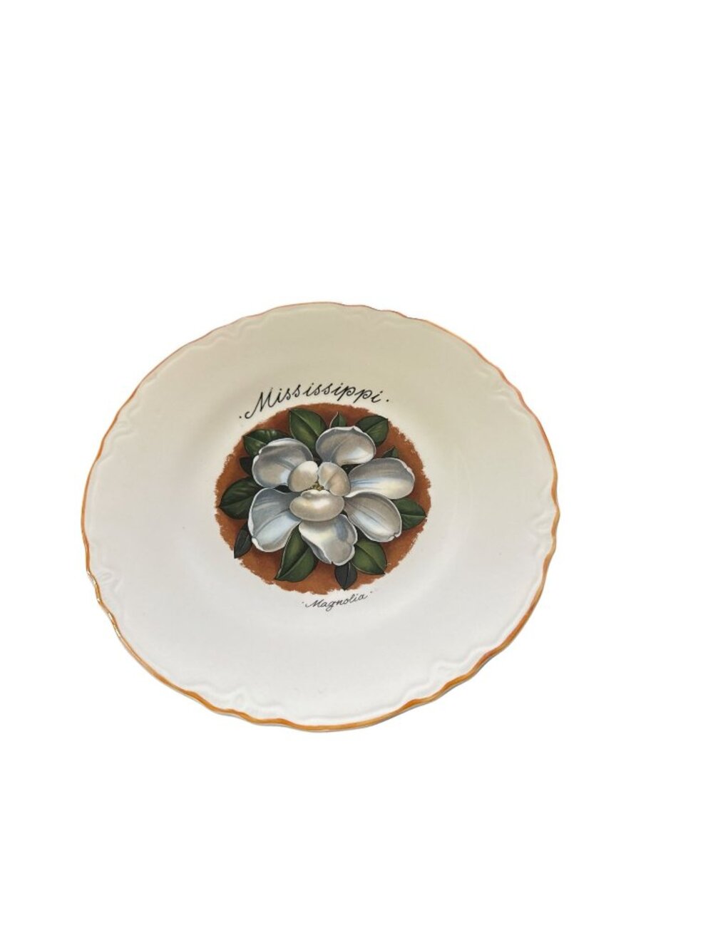 Mississippi State Flower Magnolia Vintage 9.25” Souvenir Plate